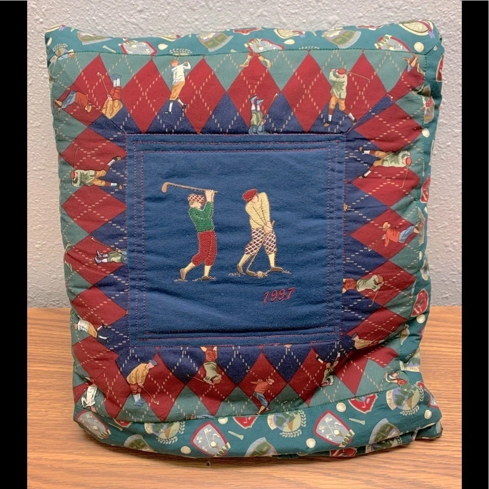 Vintage Quilted 1997 Embroidered Handmade Throw Blanket
